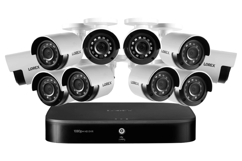1080p HD 16-Channel Security System with Ten 1080p HD Weatherproof Bullet Security Camera, Advanced Motion Detection and Smart Home Voice Control