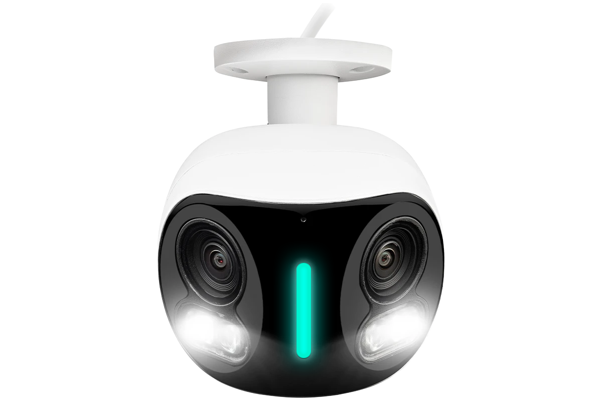 Lorex 4K IP Wired Dual Lens Security Camera with Smart Security Lighting and Smart Motion Detection