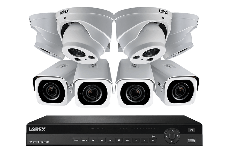 4K Nocturnal IP NVR System with 16-channel NVR, Four 4K IP Dome and Four 4K IP Motorized Zoom Bullet Cameras, 250FT Night Vision