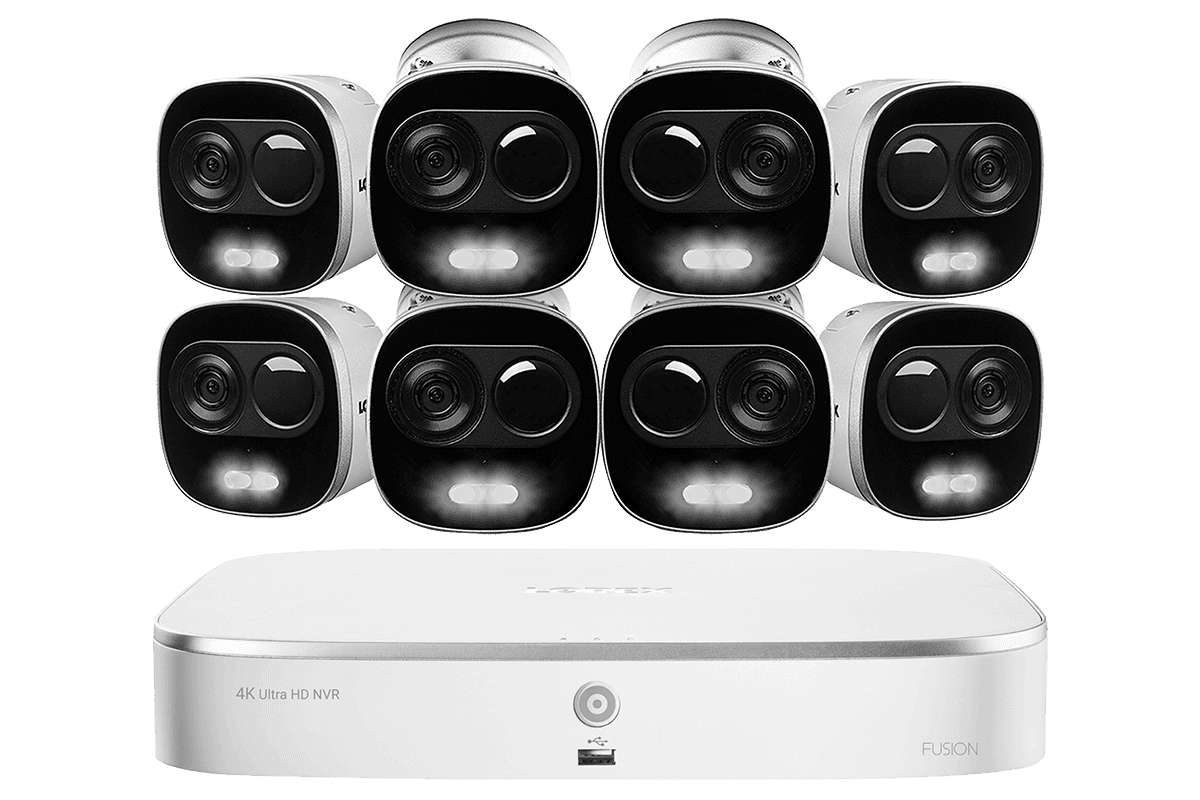 4K Ultra HD IP Camera System with 8 Active Deterrence Security Cameras, 130ft Night Vision