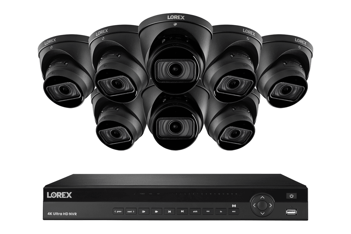16-Channel Nocturnal NVR System with Eight 4K (8MP) Smart IP Optical Zoom Dome Security Cameras with Real-Time 30FPS Recording and Listen-in Audio