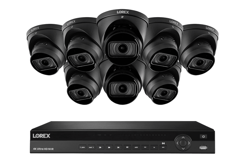 16-Channel Nocturnal NVR System with Eight 4K (8MP) Smart IP Optical Zoom Dome Security Cameras with Real-Time 30FPS Recording and Listen-in Audio