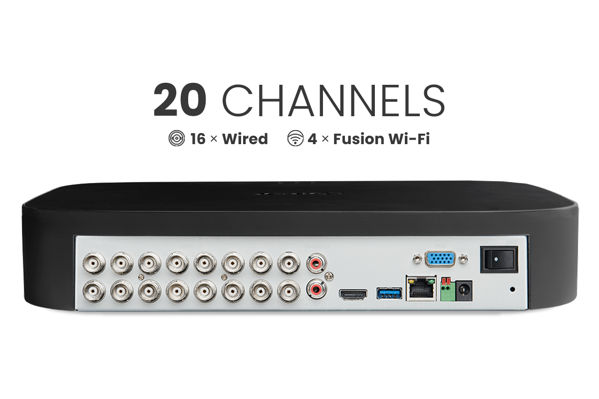 Lorex Fusion Series 4K 20 Camera Capable (16 Wired + 4 Fusion Wi-Fi) 2TB DVR Wired System with 1080p Analog (CVI) Bullet Security Cameras