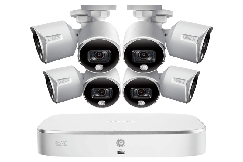 4K Ultra HD Security System with Eight 4K (8MP) Active Deterrence Cameras featuring Smart Motion Detection and Smart Home Voice Control