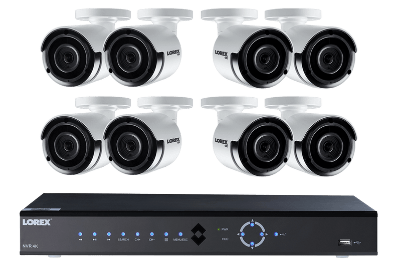 4K Ultra HD IP NVR security camera system with eight 4K IP cameras