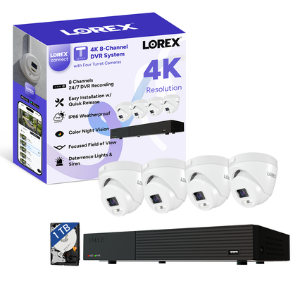 Lorex Connect T Series 4K 8-Channel Wired 1TB DVR System with T5 Turret Security Cameras - Amazon