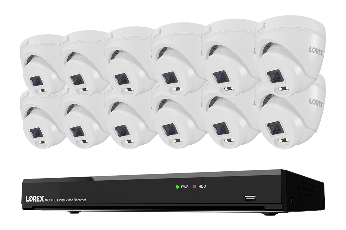 Lorex Connect T Series 4K 16-Channel Wired DVR System with T1 1080p Turret Security Cameras - 1TB