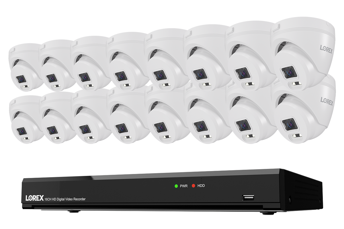 Lorex Connect T Series 4K 16-Channel Wired DVR System with T1 1080p Turret Security Cameras - 1TB