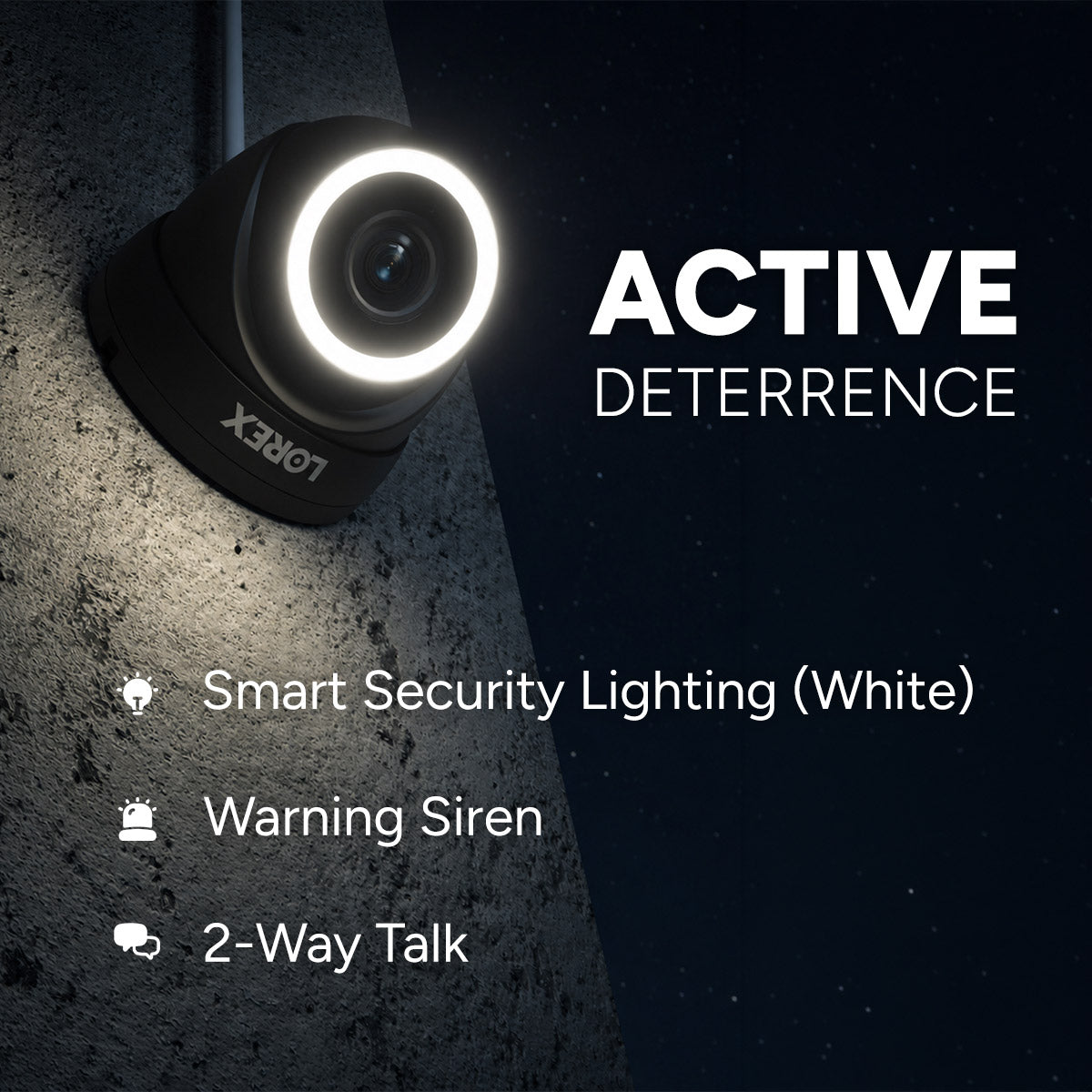 Lorex Connect V3 4K Wired PoE Turret Camera with Smart Security Lighting - White/Black