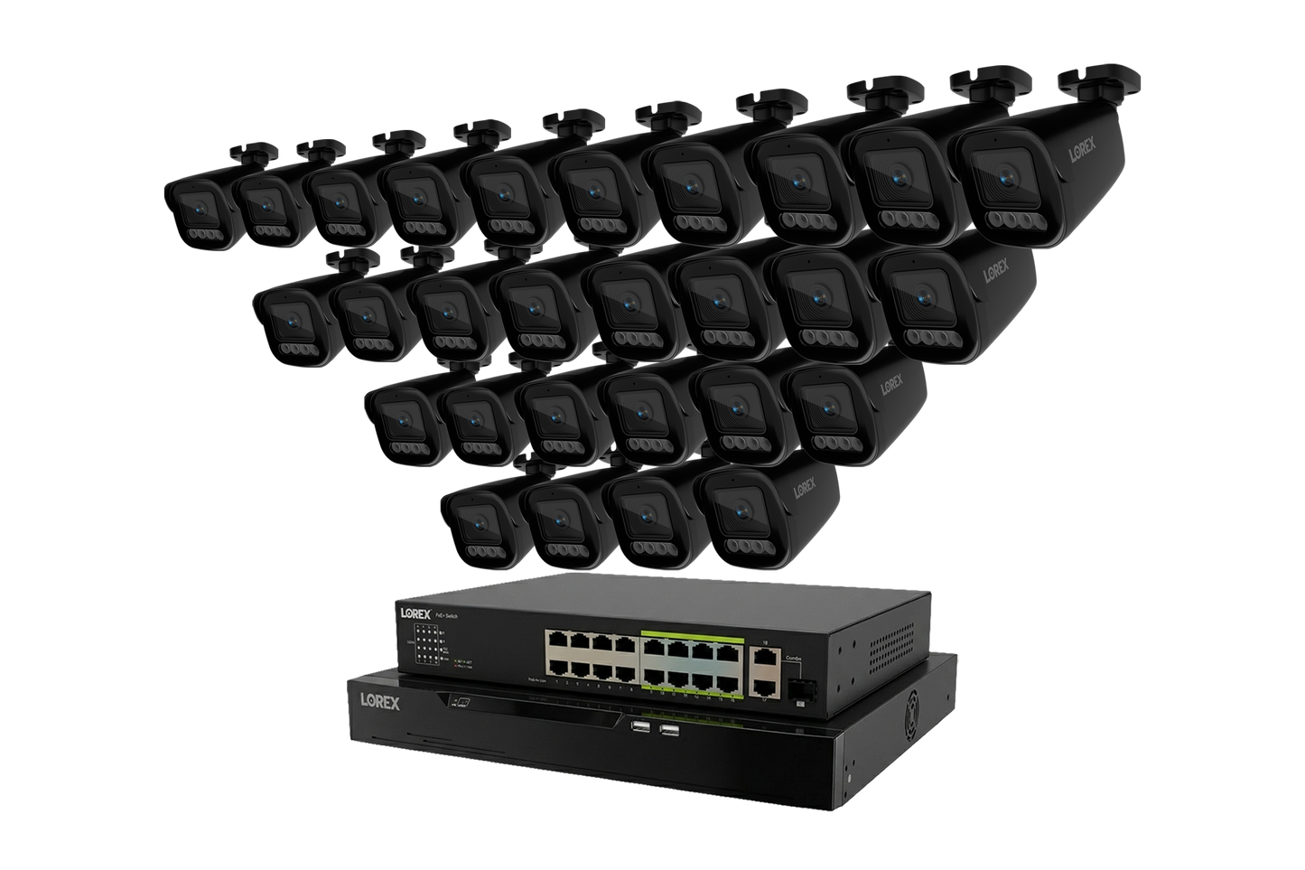 Lorex Connect X Series 4K 32-Channel Wired NVR System with X3 Bullet Security Cameras - 8TB
