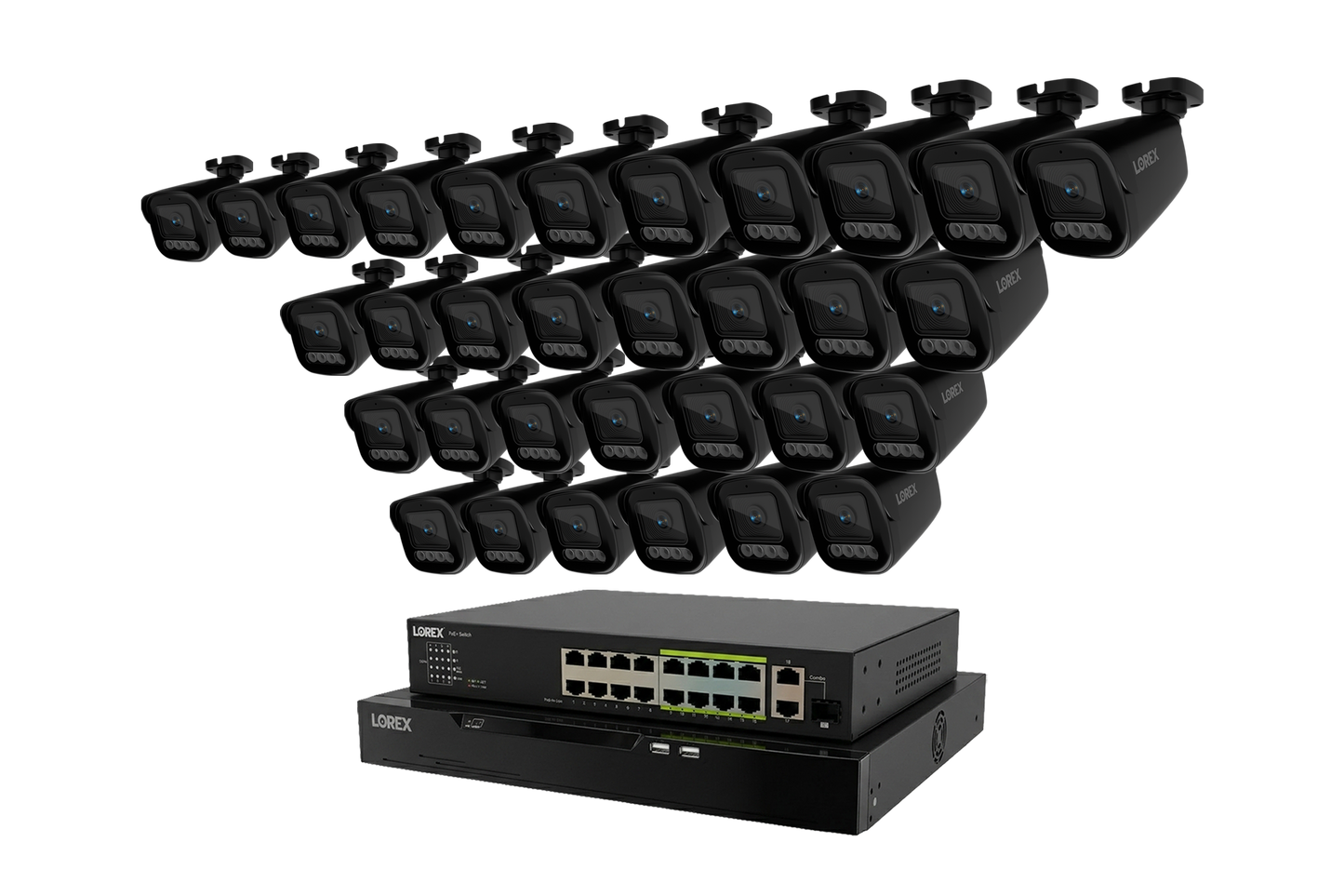Lorex Connect X Series 4K 32-Channel Wired NVR System with X3 Bullet Security Cameras - 8TB