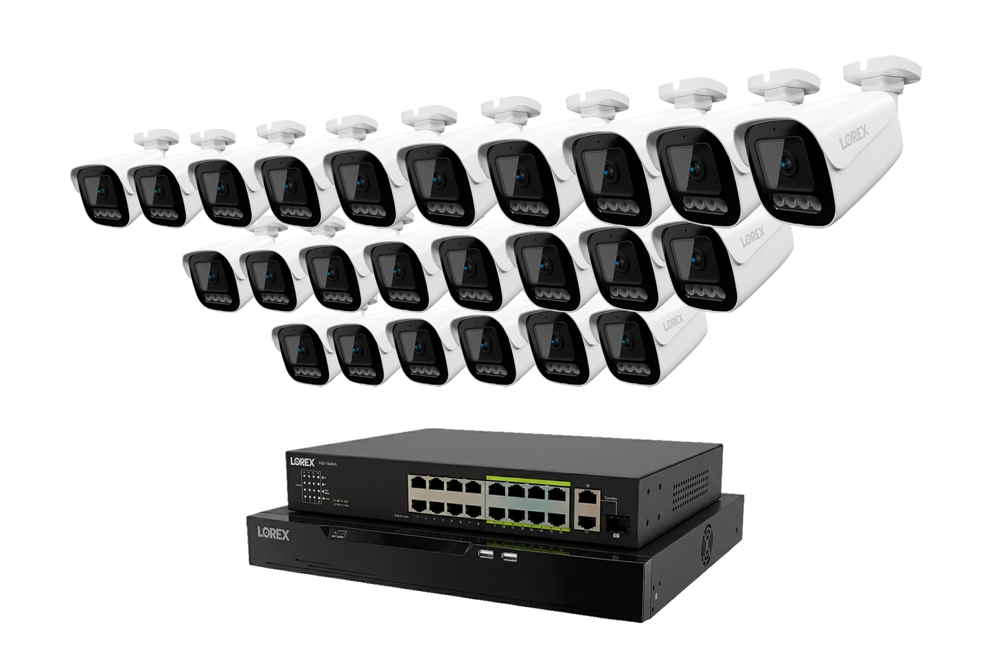 Lorex Connect X Series 4K 32-Channel Wired NVR System with X3 Bullet Security Cameras - 8TB