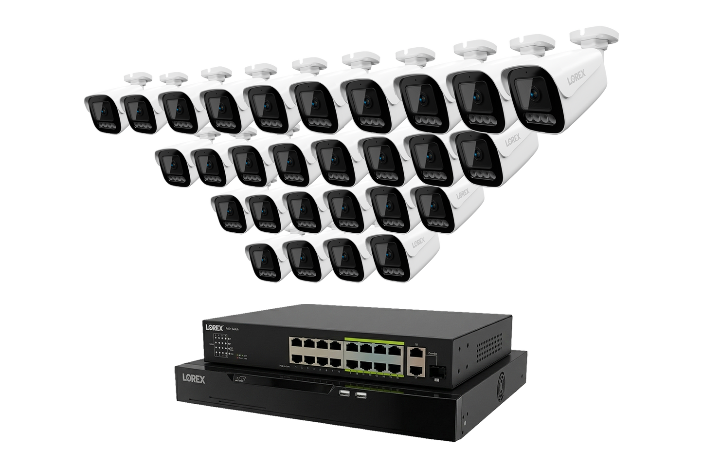 Lorex Connect X Series 4K 32-Channel Wired NVR System with X3 Bullet Security Cameras - 8TB