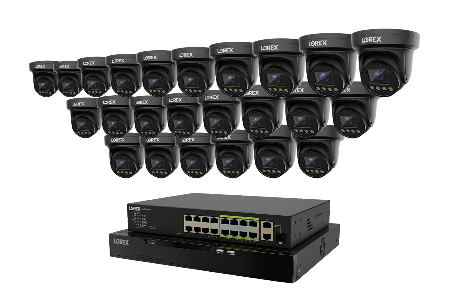Lorex Connect X Series 4K 32-Channel Wired NVR System with X3 Turret Security Cameras - 8TB