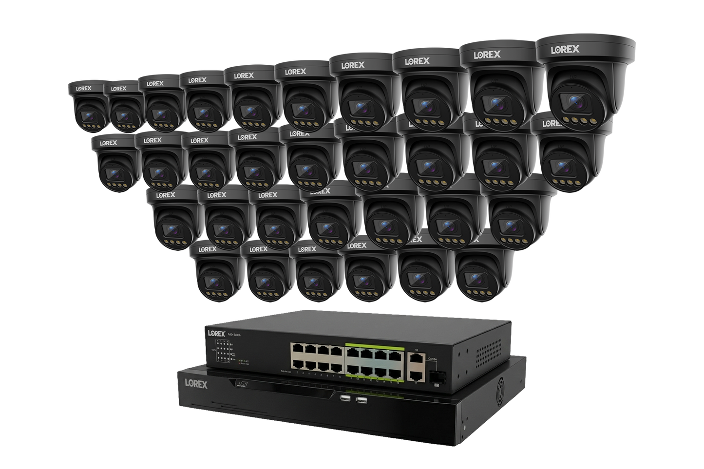 Lorex Connect X Series 4K 32-Channel Wired NVR System with X3 Turret Security Cameras - 8TB