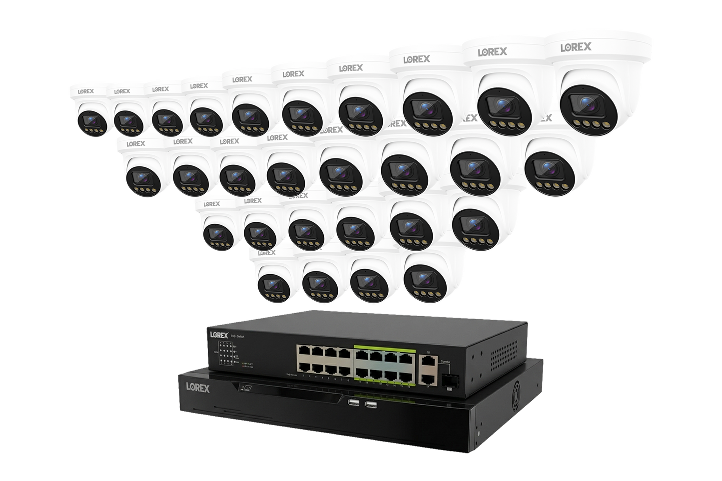 Lorex Connect X Series 4K 32-Channel Wired NVR System with X3 Turret Security Cameras - 8TB
