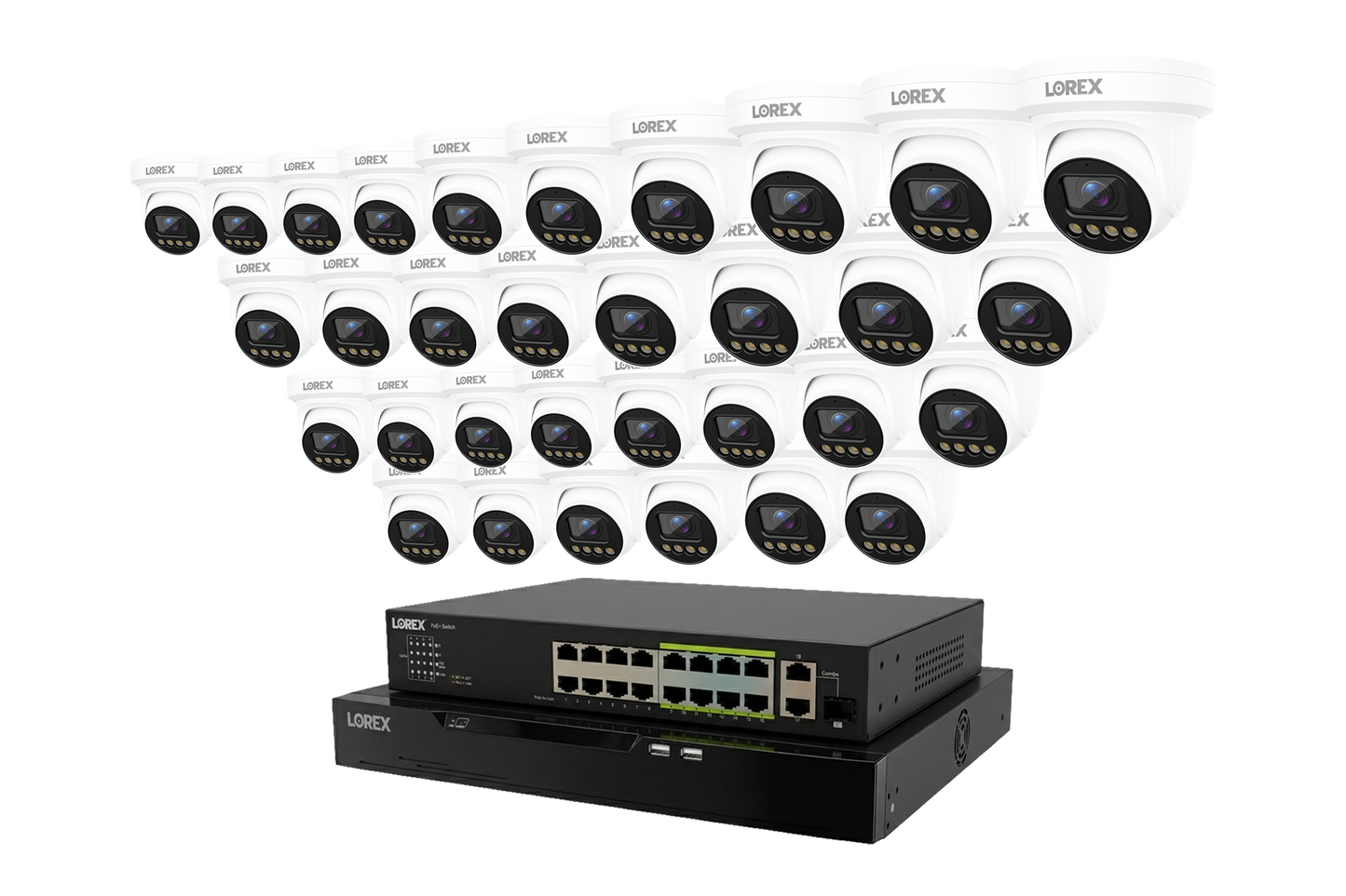 Lorex Connect X Series 4K 32-Channel Wired NVR System with X3 Turret Security Cameras - 8TB