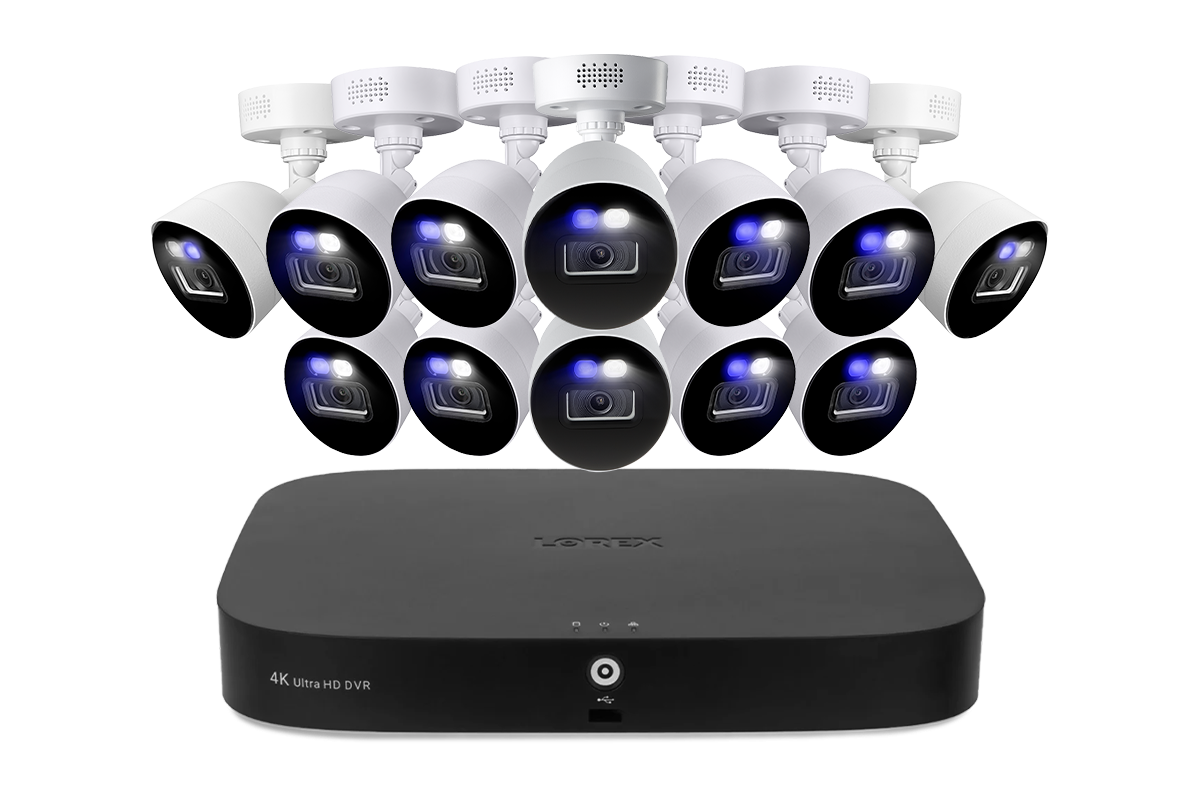 Lorex Classic Fusion 4K 20-Channel (16 Wired + 4 Wi-Fi) 1TB Wired DVR System with Active Deterrence Bullet Cameras