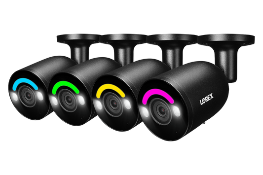 Lorex 4K IP Wired Bullet Security Camera with Smart Security Lighting and Smart Motion Detection (4-pack)