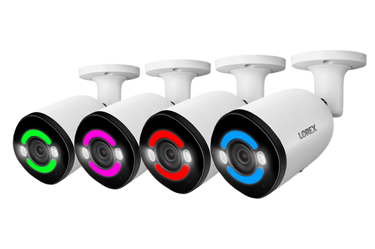 Lorex 4K+ 12MP IP Wired Bullet Security Camera with Smart Security Lighting (4-pack, Open Box)