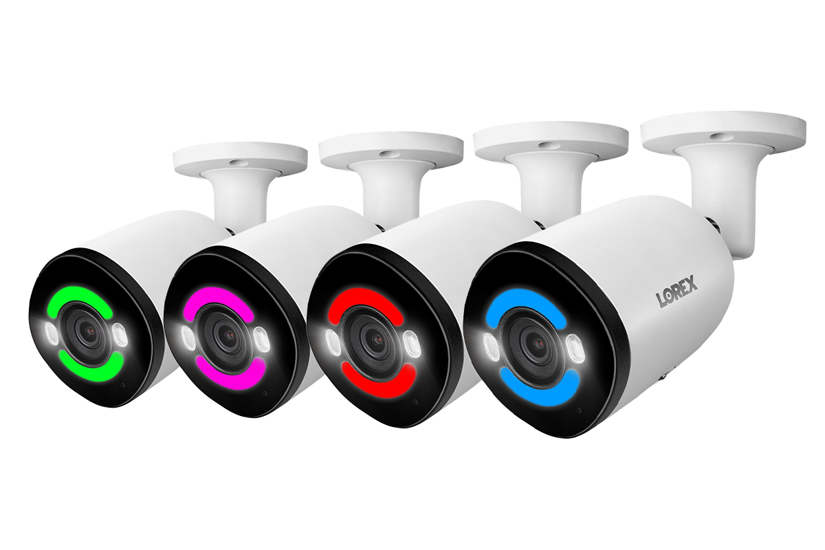 Caméra de sécurité filaire IP Lorex 4K+ 12MP de type Bullet avec éclairage de sécurité intelligent (pack de 4)