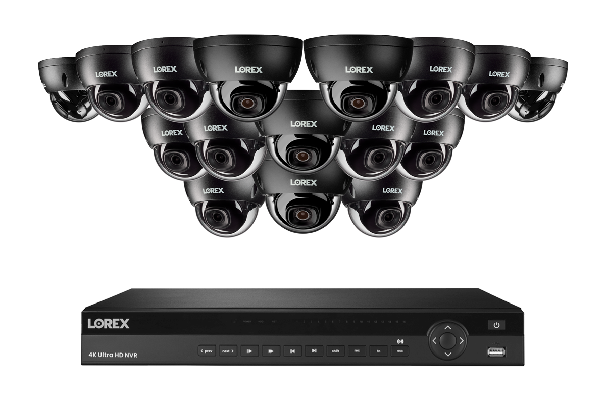 Lorex Elite Series NVR with A10 IP Dome Cameras - 4K 16-Channel 6TB Wired System