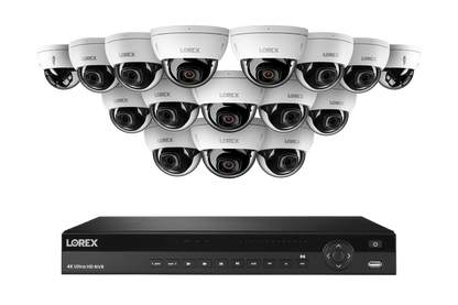 Lorex Elite Series NVR with A10 IP Dome Cameras - 4K 16-Channel 6TB Wired System