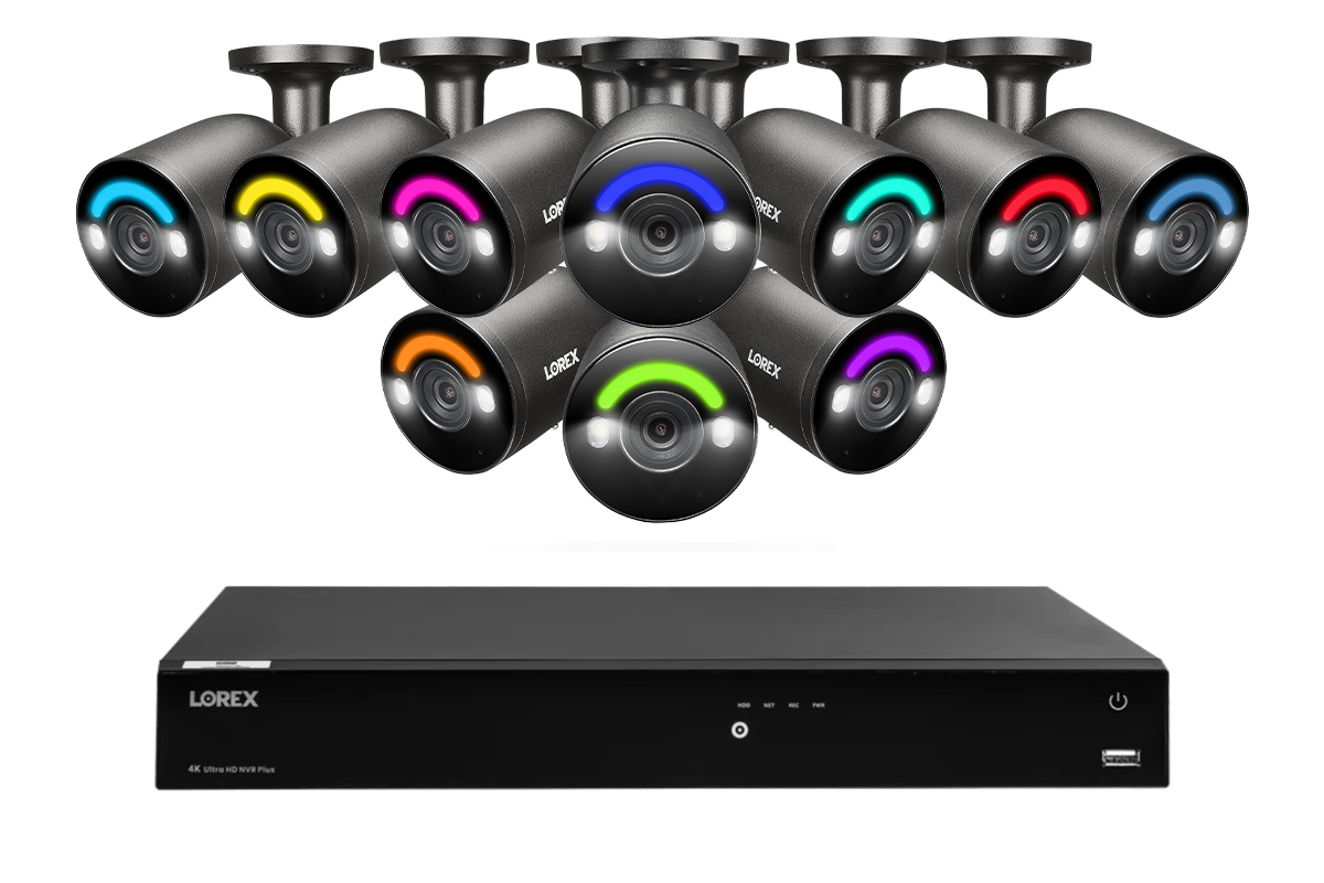 Lorex Fusion Series 4K 16 Camera Capable (Wired or Fusion Wi-Fi) 4TB Wired NVR System with H12 Wired 4K IP Bullet Cameras