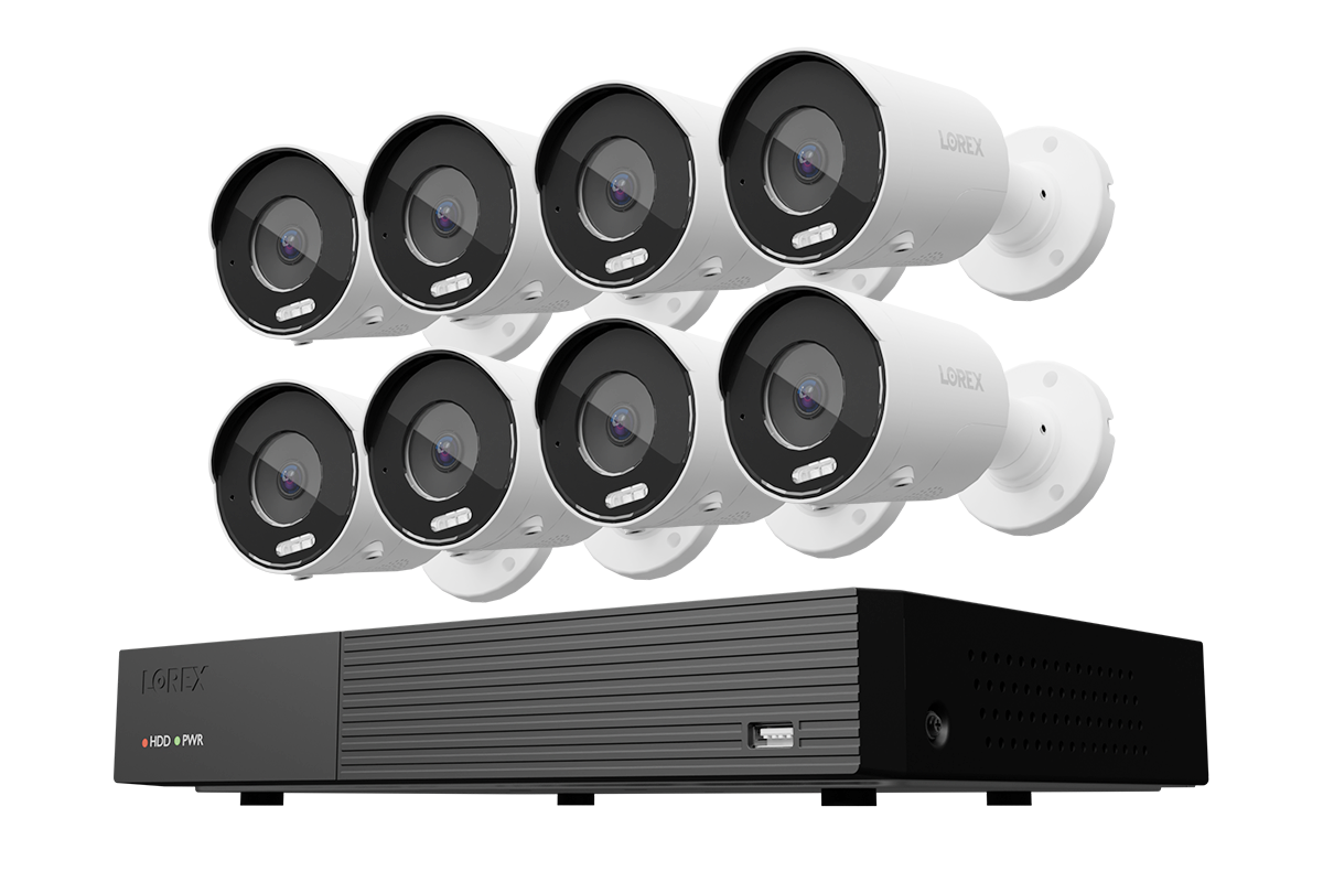 Système NVR filaire Lorex Connect 4K 8 caméras 1 To avec caméras de sécurité IP Bullet 4K (fonctionne avec l'application Lorex Connect)