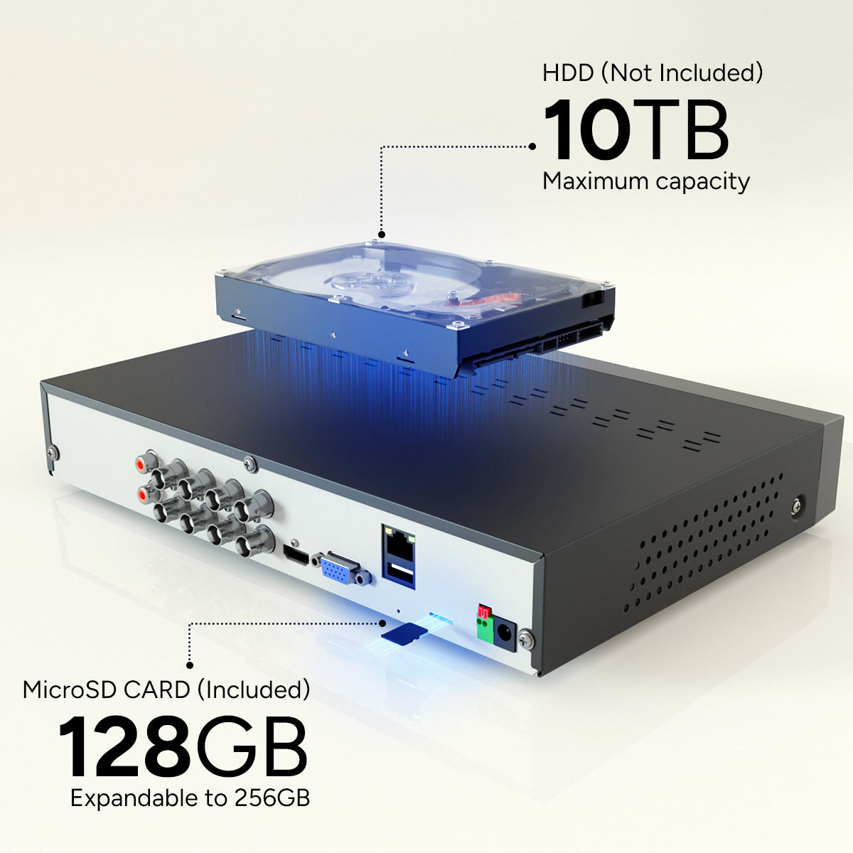 Enregistreur vidéo numérique 8 canaux de 128 Go Lorex Connect avec quatre caméras tourelles analogiques 1080p