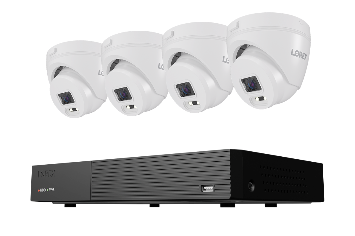 Enregistreur vidéo numérique 8 canaux de 128 Go Lorex Connect avec quatre caméras tourelles analogiques 1080p
