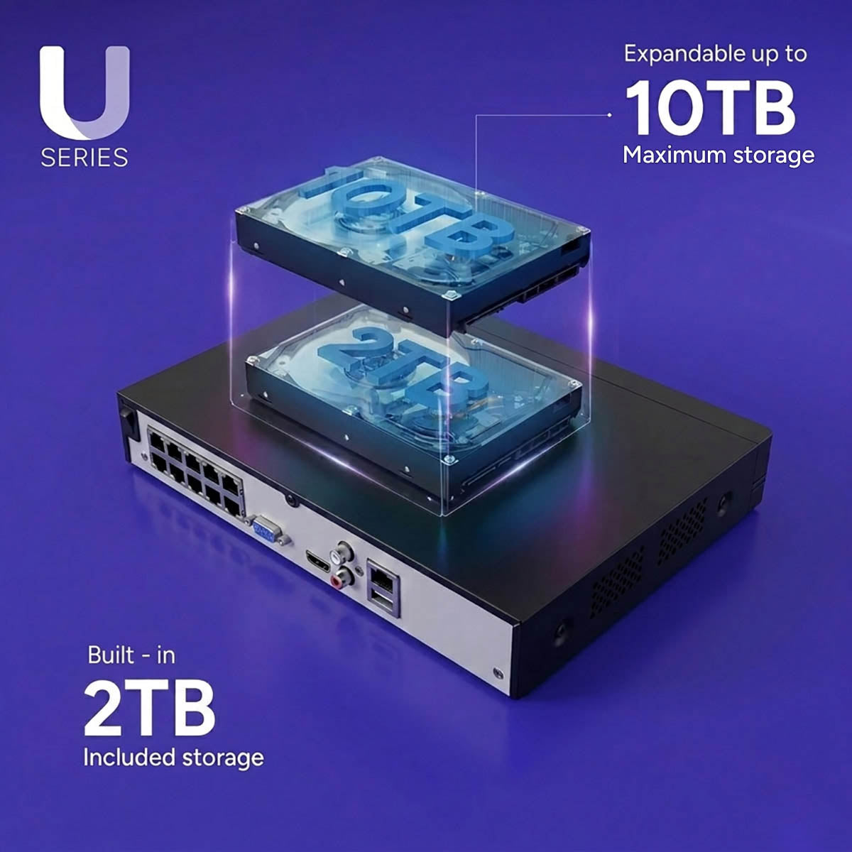 Lorex Connect U Series 4K 8-Channel Wired NVR System with U3 2K+ PoE Bullet Cameras - 2TB