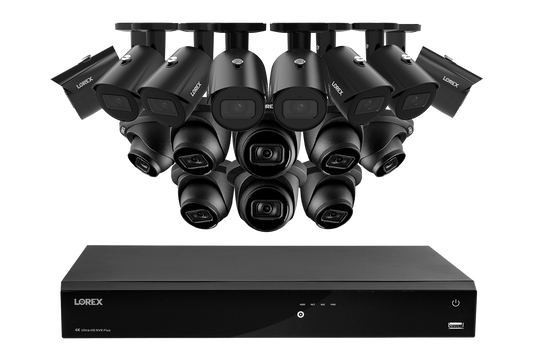 Lorex 4K Fusion 4TB Wired NVR System with Eight 4K IP Bullet Cameras and Eight 4K IP Turret Cameras - Black
