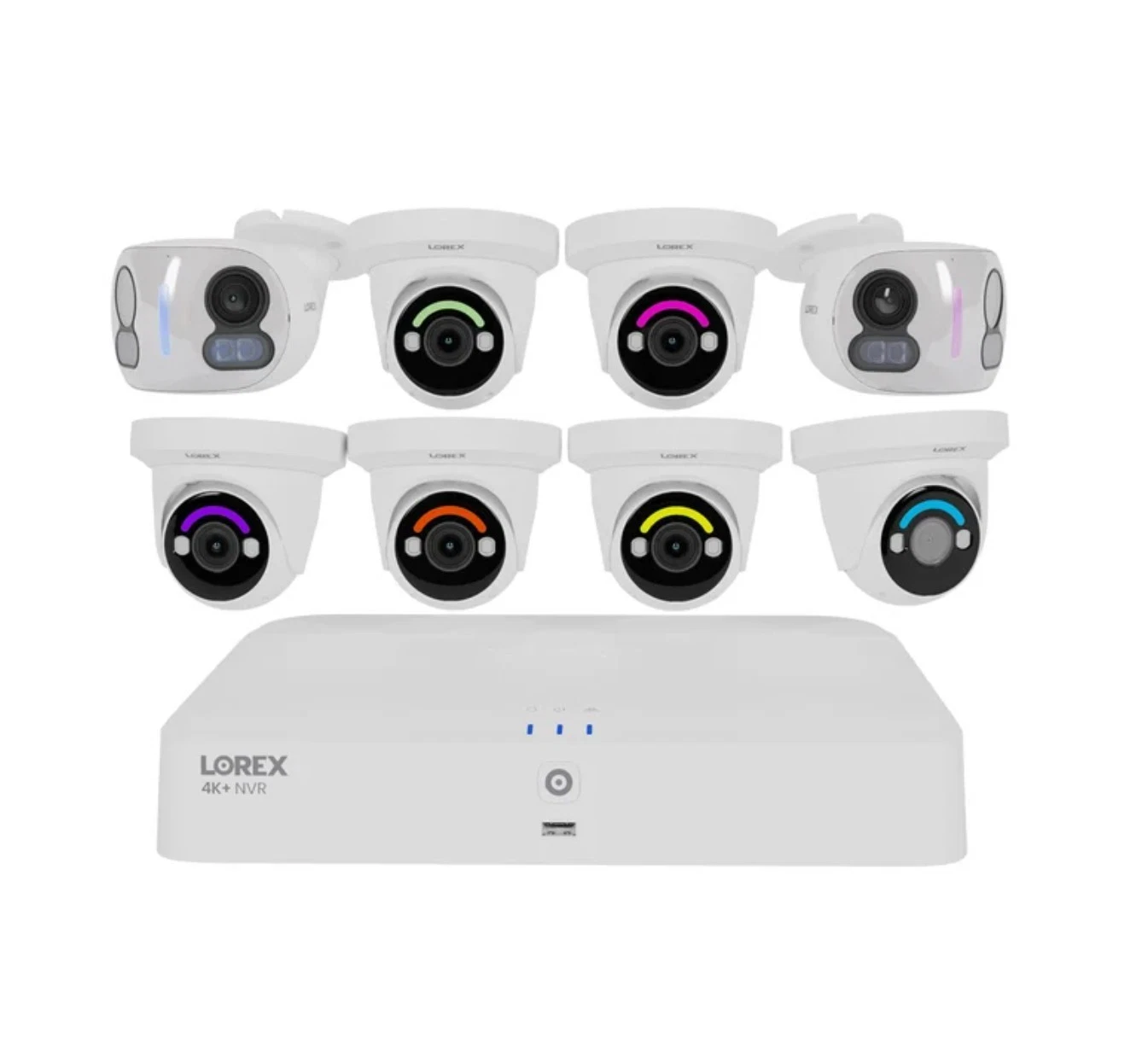 Lorex Classic App | 4K+ Wired System | 6 4K+ Dome & 2 4K 180° Dual Lens Security Cameras | Camera Cables Sold Separately