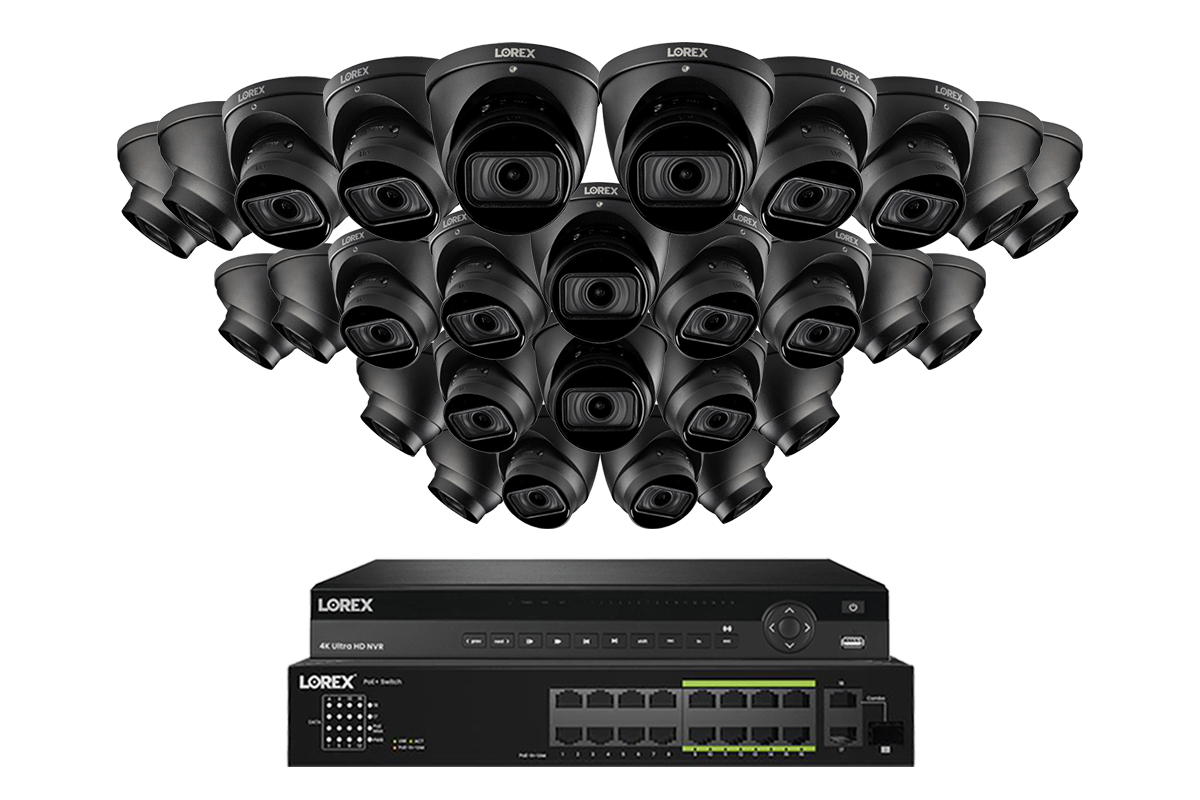 Lorex 4K (32 Camera Capable) 8TB Wired NVR System with Nocturnal 3 Smart IP Dome Cameras Featuring Motorized Varifocal Lens and 30FPS Recording