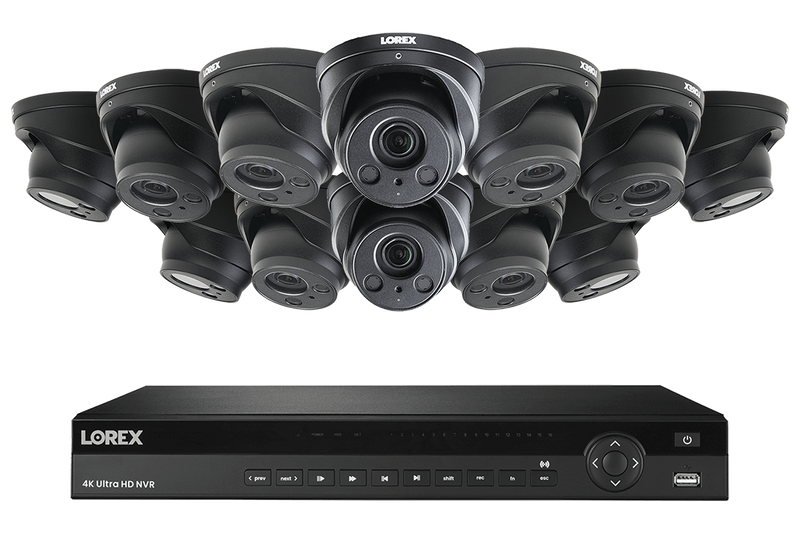 Nocturnal 16-Channel 4K IP NVR System with Twelve Outdoor 4K (8MP) IP Metal 4x Optical Zoom Cameras and Audio Recording