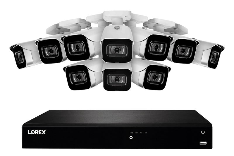 16-Channel Fusion NVR System with Ten 4K (8MP) IP Cameras