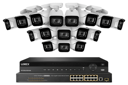 32-Channel NVR System with Sixteen 4K (8MP) IP Cameras