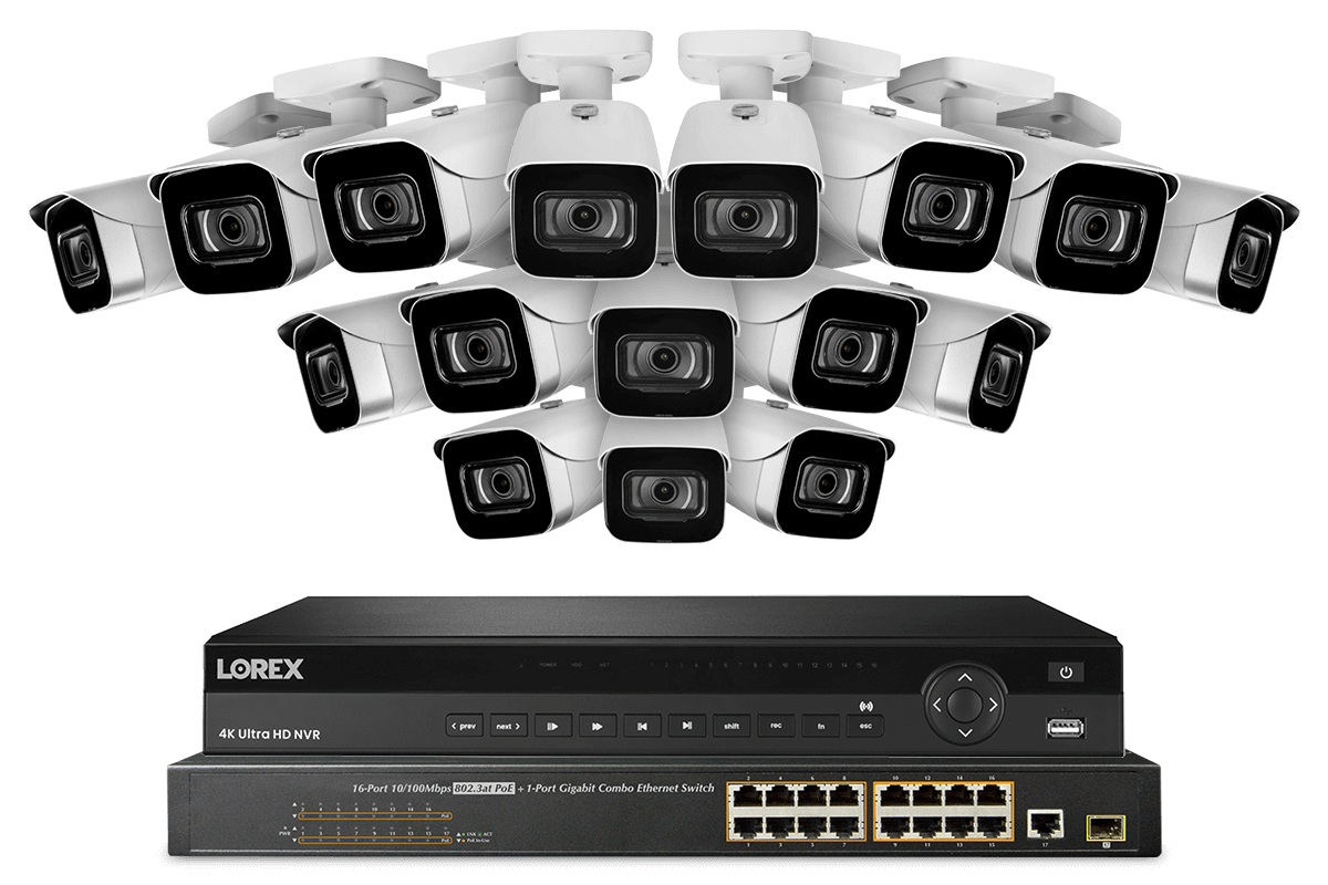 Lorex 4K (32 Camera Capable) 8TB Wired NVR System with IP Bullet Cameras