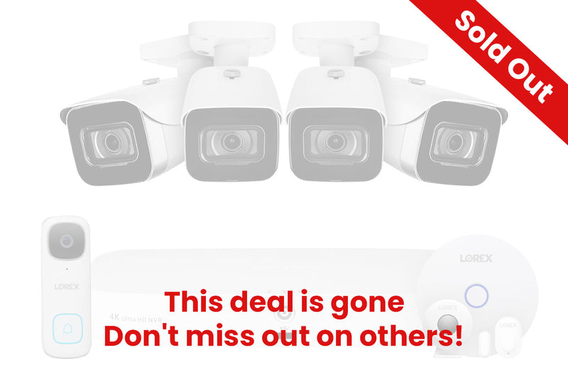 8-Channel NVR Fusion System with Four 4K (8MP) IP Cameras, 2K Wi-Fi Video Doorbell, and Smart Sensor Starter Kit