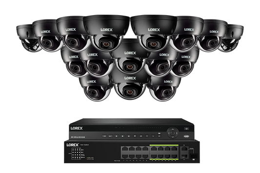 Lorex Elite Series 4K 32 Camera Capable 8TB Wired NVR System with 8MP (4K) A10 IP Dome Cameras