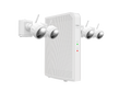 Système sans fil Lorex 2K avec 4 caméras de dissuasion active fonctionnant sur batterie et détection de personne - Boîte ouverte