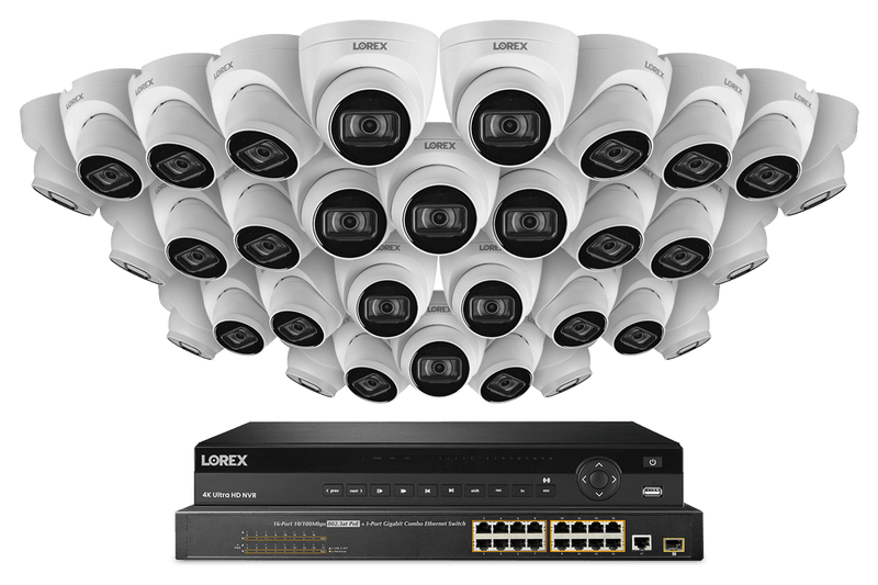 32-Channel NVR System with Thirty-Two 4K (8MP) IP Dome Cameras