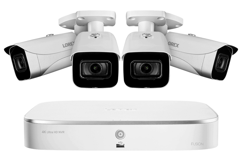 8-Channel Fusion NVR System with Four 4K (8MP) Smart IP Cameras