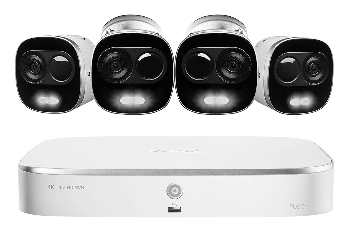 4K Ultra HD IP Camera System with 4 Active Deterrence Security Cameras, 130ft Night Vision
