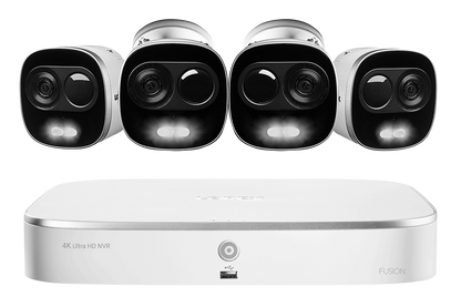 4K Ultra HD IP Camera System with 4 Active Deterrence Security Cameras, 130ft Night Vision