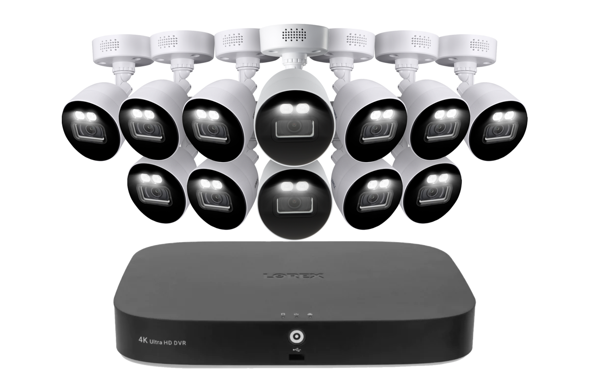 Lorex 4K 12 Camera Capable (8 Wired and 4 Wi-Fi) 2TB Wired DVR System with Smart Deterrence CVI Wired Bullet Cameras