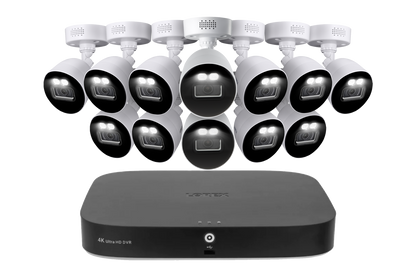 Lorex 4K 12 Camera Capable (8 Wired and 4 Wi-Fi) 2TB Wired DVR System with Smart Deterrence CVI Wired Bullet Cameras