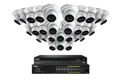 Lorex 4K (32 Camera Capable) 8TB Wired NVR System with Nocturnal 3 Smart IP Dome Cameras Featuring Listen-In Audio and 30FPS Recording