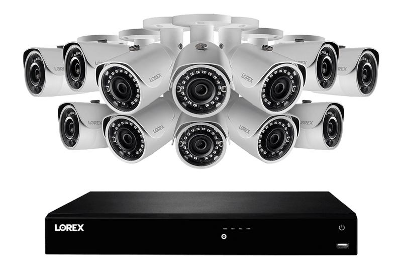 2K IP Security Camera System with 16 Channel NVR and 12 Outdoor 2K 5MP IP Cameras, Color Night Vision